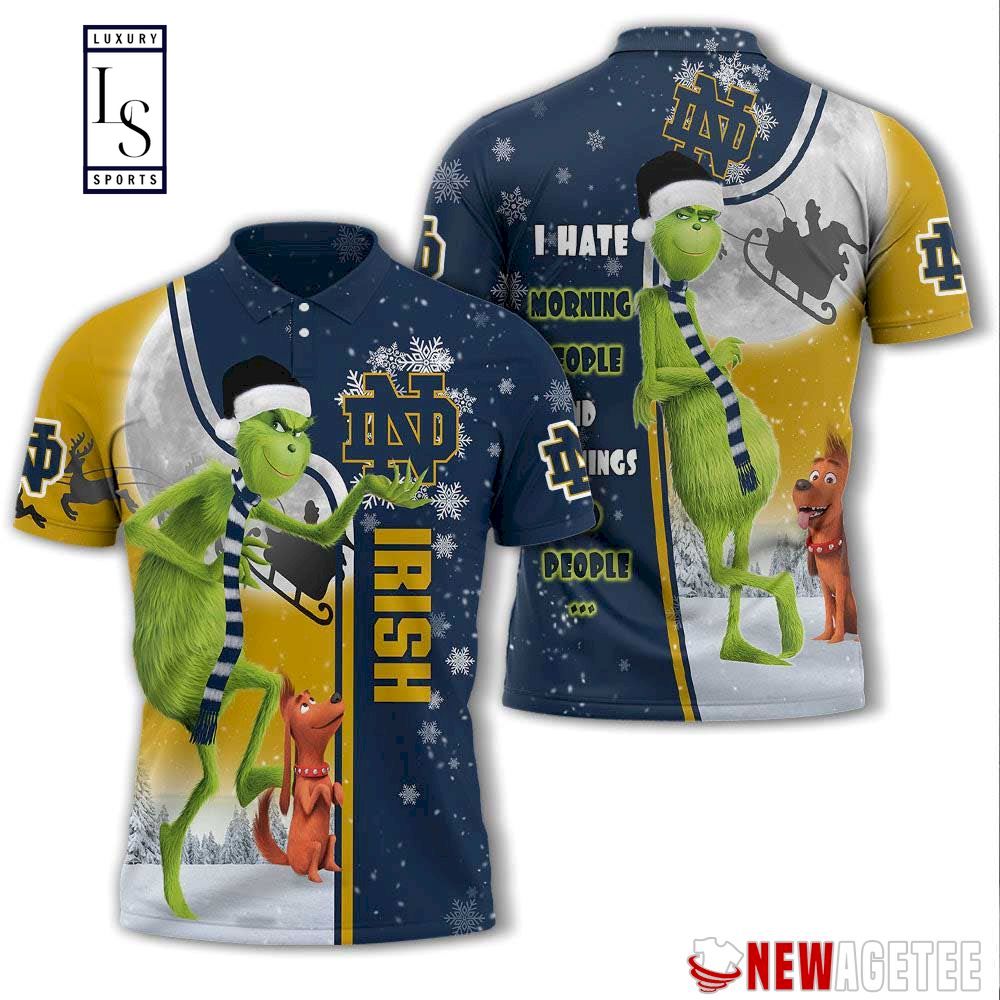 Grinch Stole Notre Dame Fighting Irish in Christmas Polo Shirt