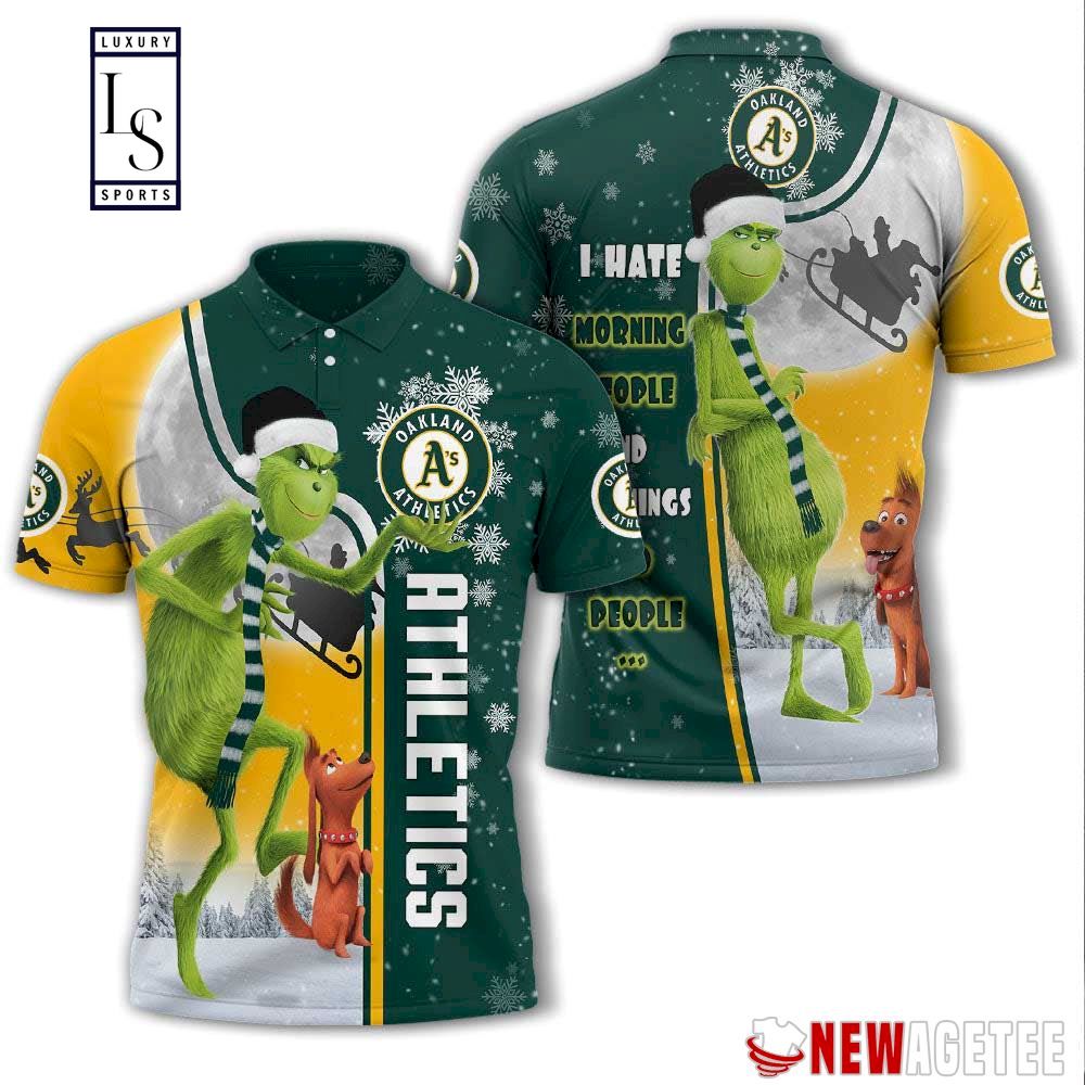 Grinch Stole Oakland Athletics in Christmas Polo Shirt