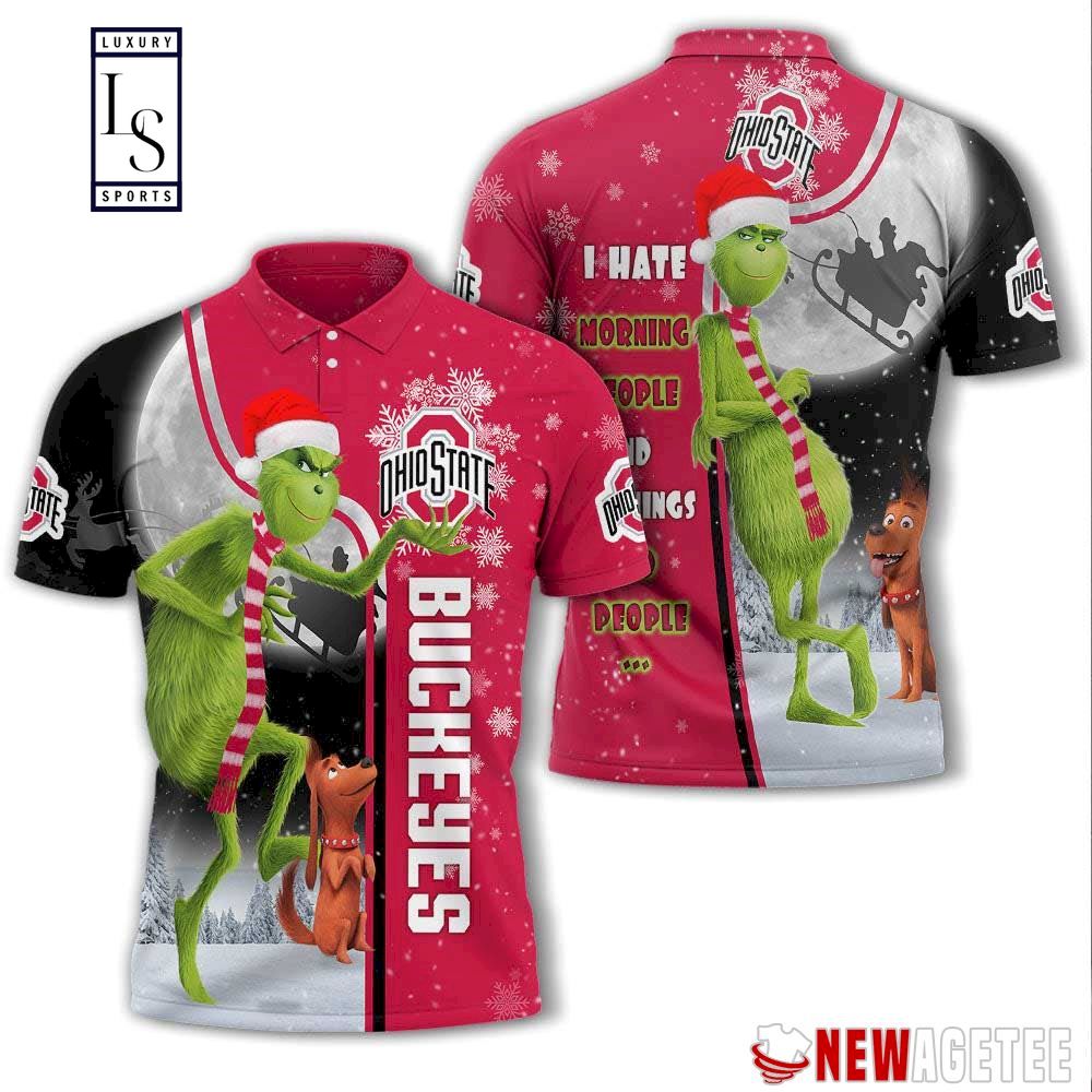 Grinch Stole Ohio State Buckeyes in Christmas Polo Shirt