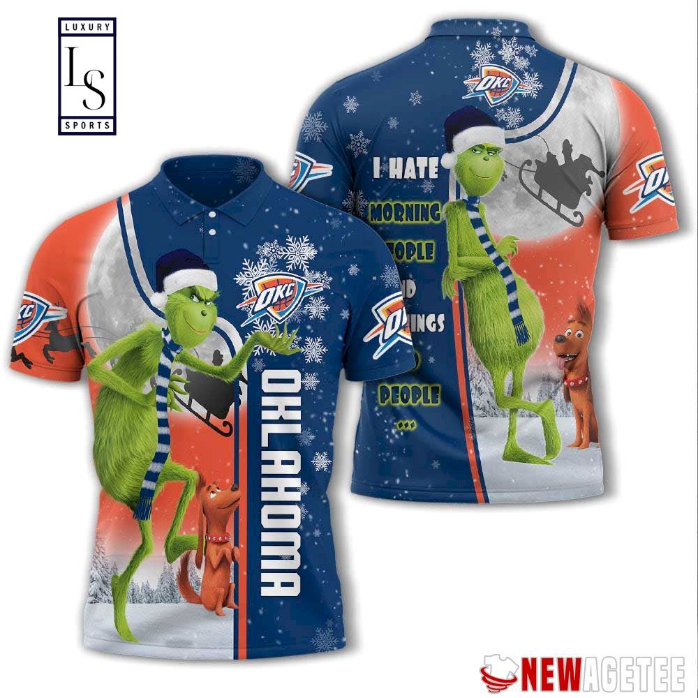 Grinch Stole Oklahoma City Thunder in Christmas Polo Shirt