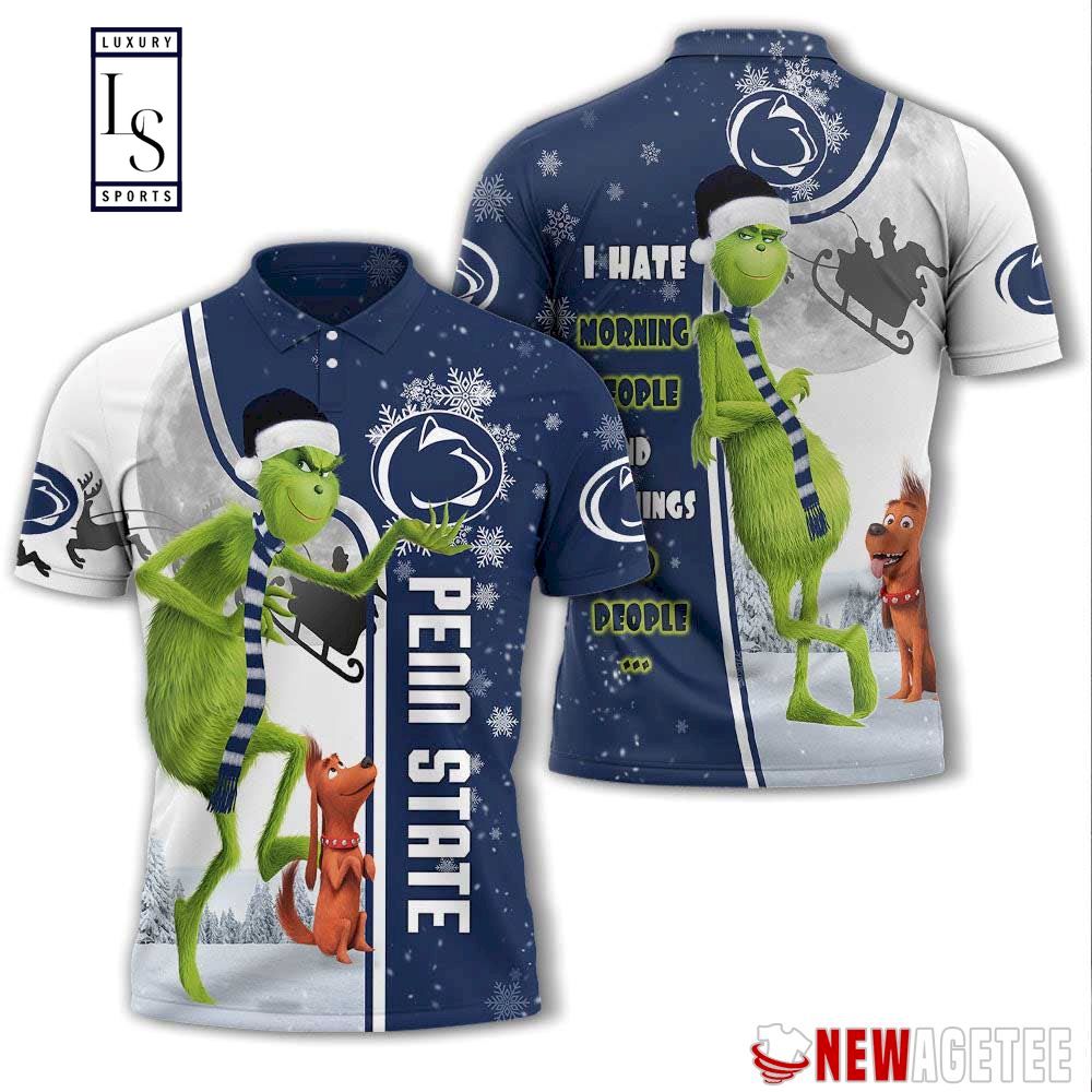 Grinch Stole Penn State Nittany Lions in Christmas Polo Shirt