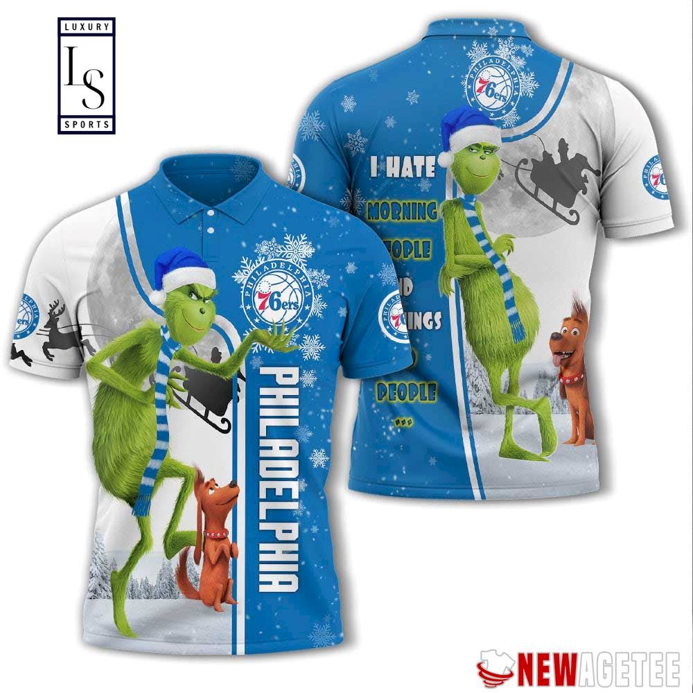 Grinch Stole Philadelphia 76ers in Christmas Polo Shirt