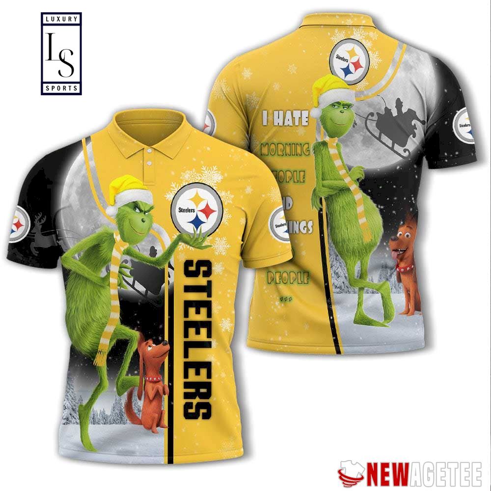 Grinch Stole Pittsburgh Steelers in Christmas Polo Shirt