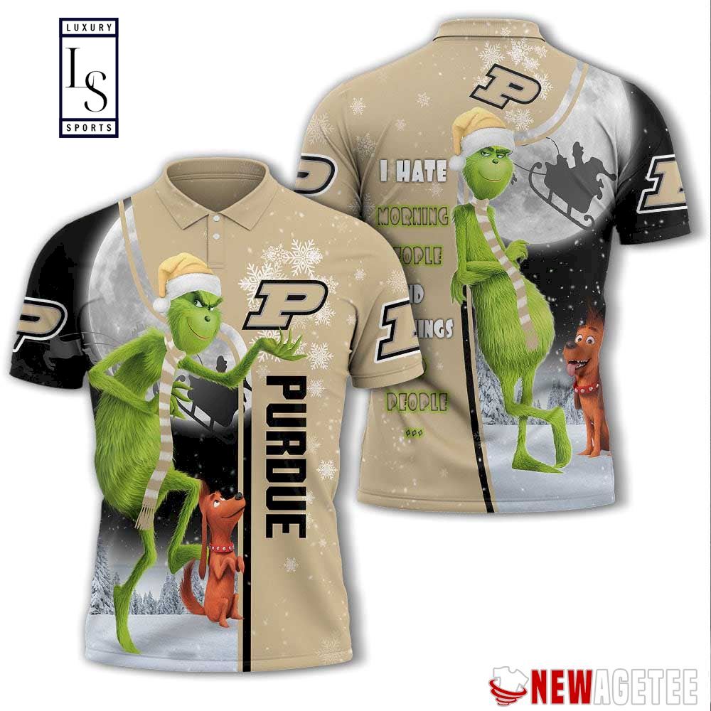 Grinch Stole Purdue Boilermakers in Christmas Polo Shirt