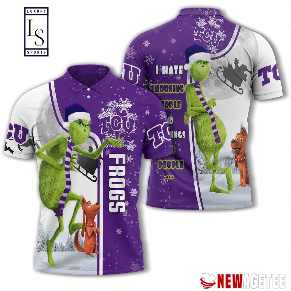 Grinch Stole Tcu Horned Frogs in Christmas Polo Shirt