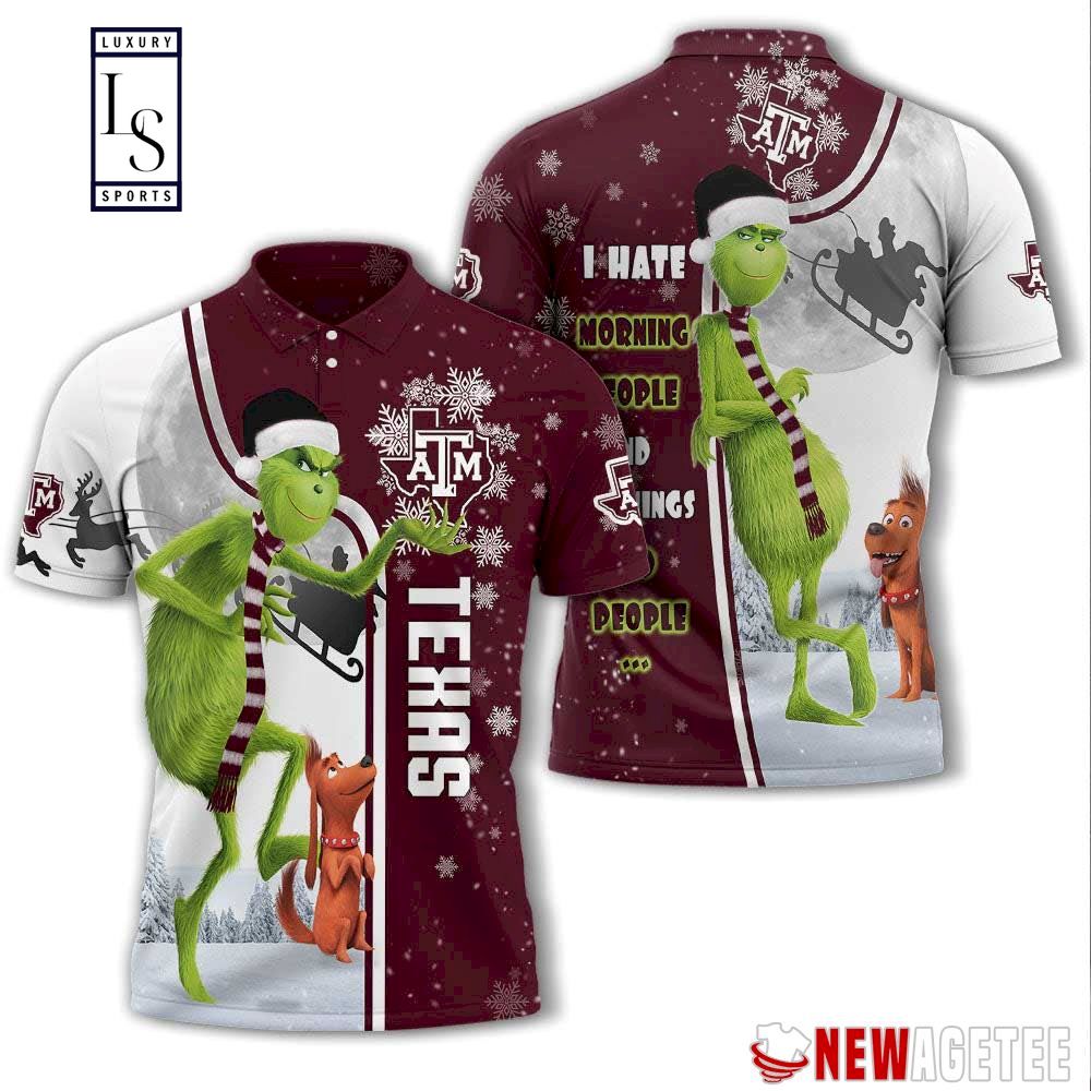 Grinch Stole Texas Am Aggies in Christmas Polo Shirt