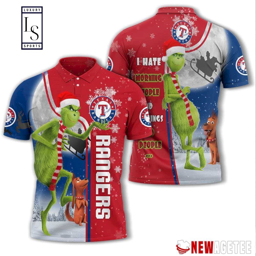 Grinch Stole Texas Rangers in Christmas Polo Shirt