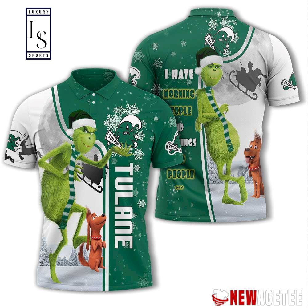 Grinch Stole Tulane Green Wave in Christmas Polo Shirt