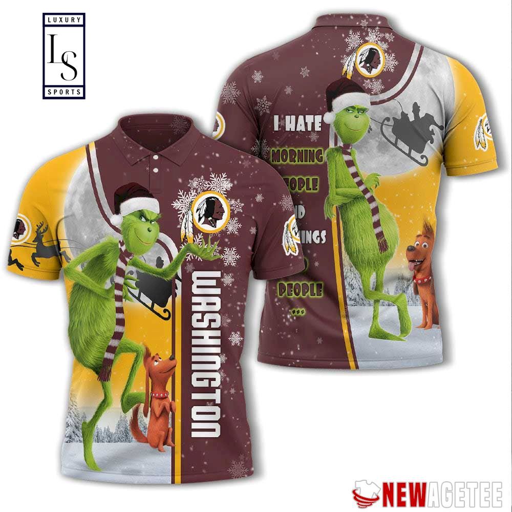 Grinch Stole Washington Redskins in Christmas Polo Shirt