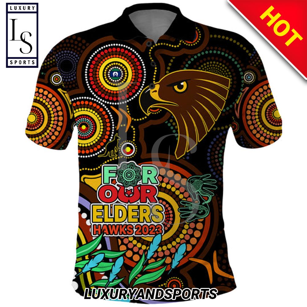 Hawks Football Aboriginal Art NAIDOC Indigenous Tribal Polo Shirt