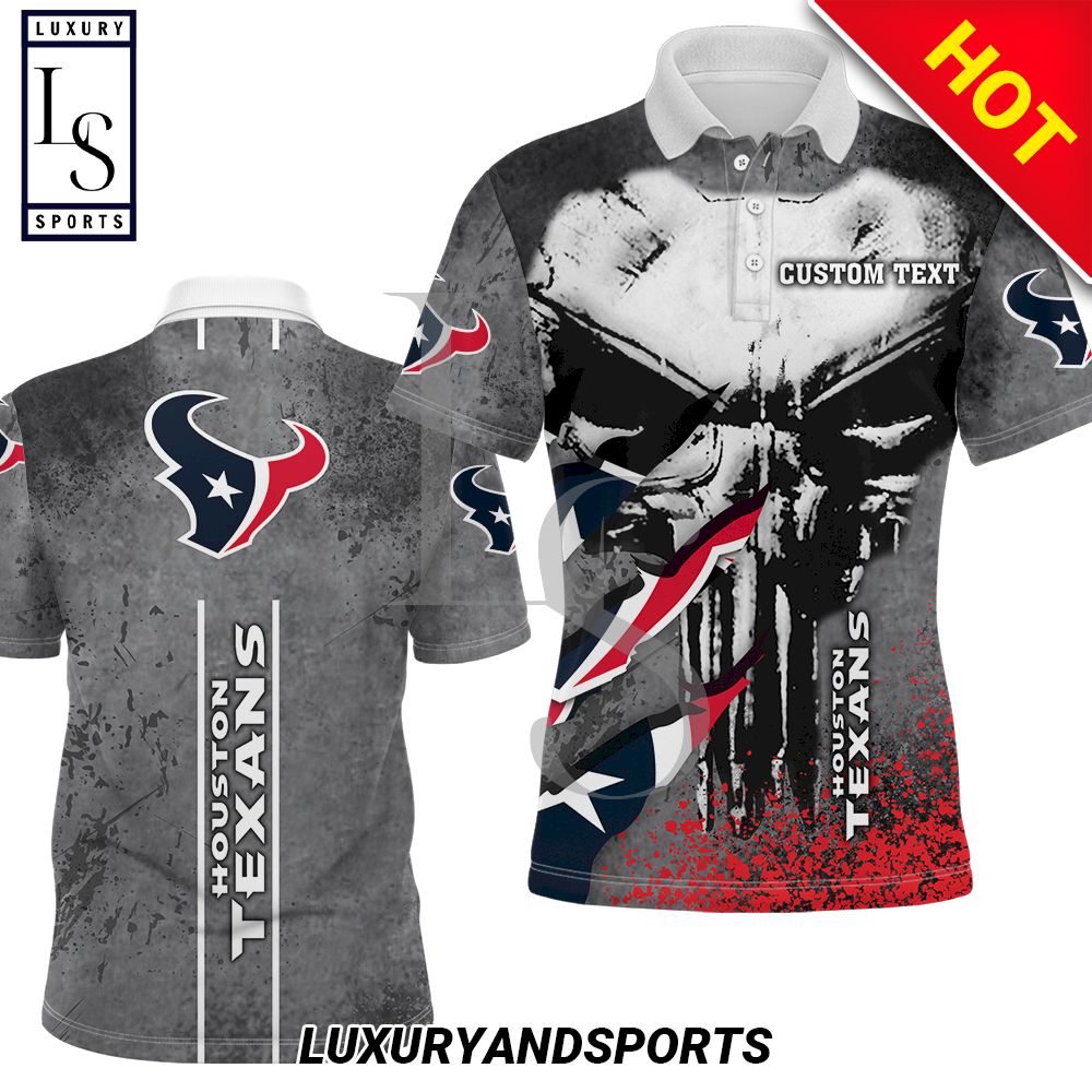 Houston Texans The Punisher Custom Name Polo Shirt