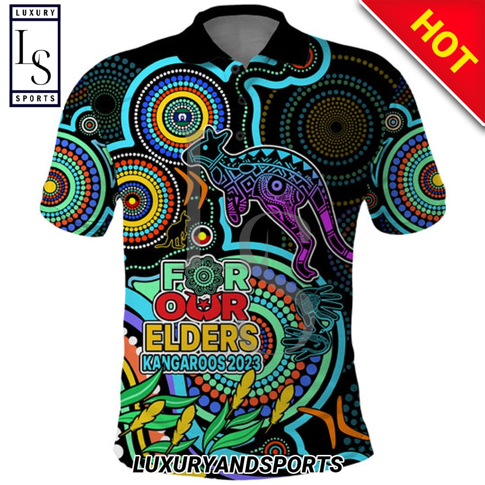 Kangaroos Football Aboriginal Art NAIDOC Indigenous Tribal Polo Shirt