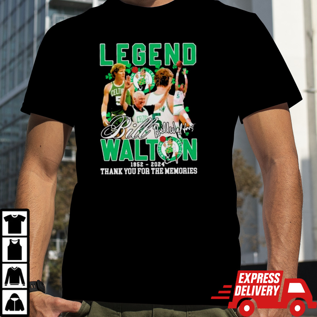 Legend Bill Walton Boston Celtics 1952-2024 Thank You For The Memories Signature Shirt