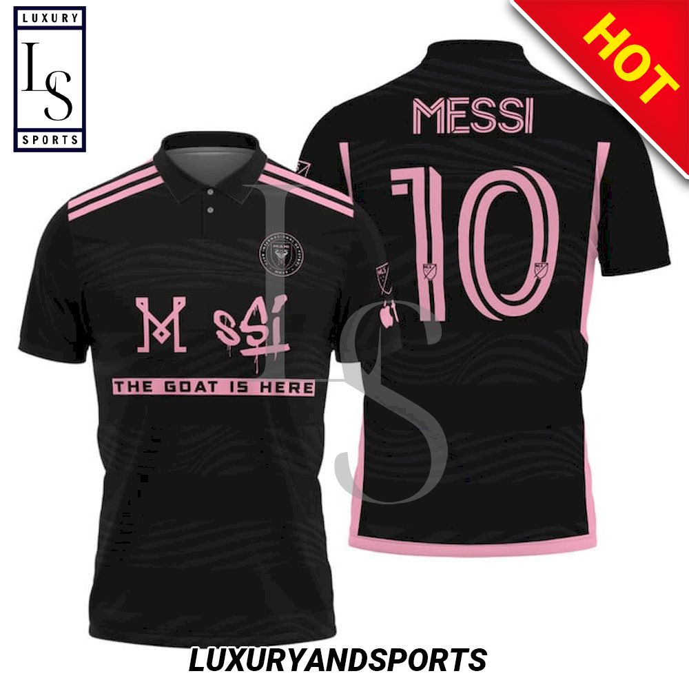 Lionel Messi Inter Miami CF Black 3D Polo Shirt