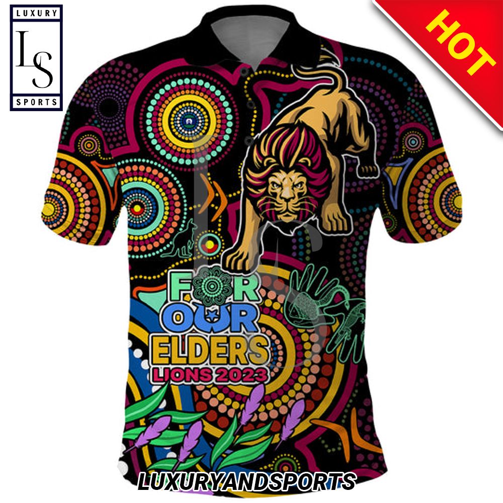 Lions Football Aboriginal Art NAIDOC Indigenous Tribal Polo Shirt