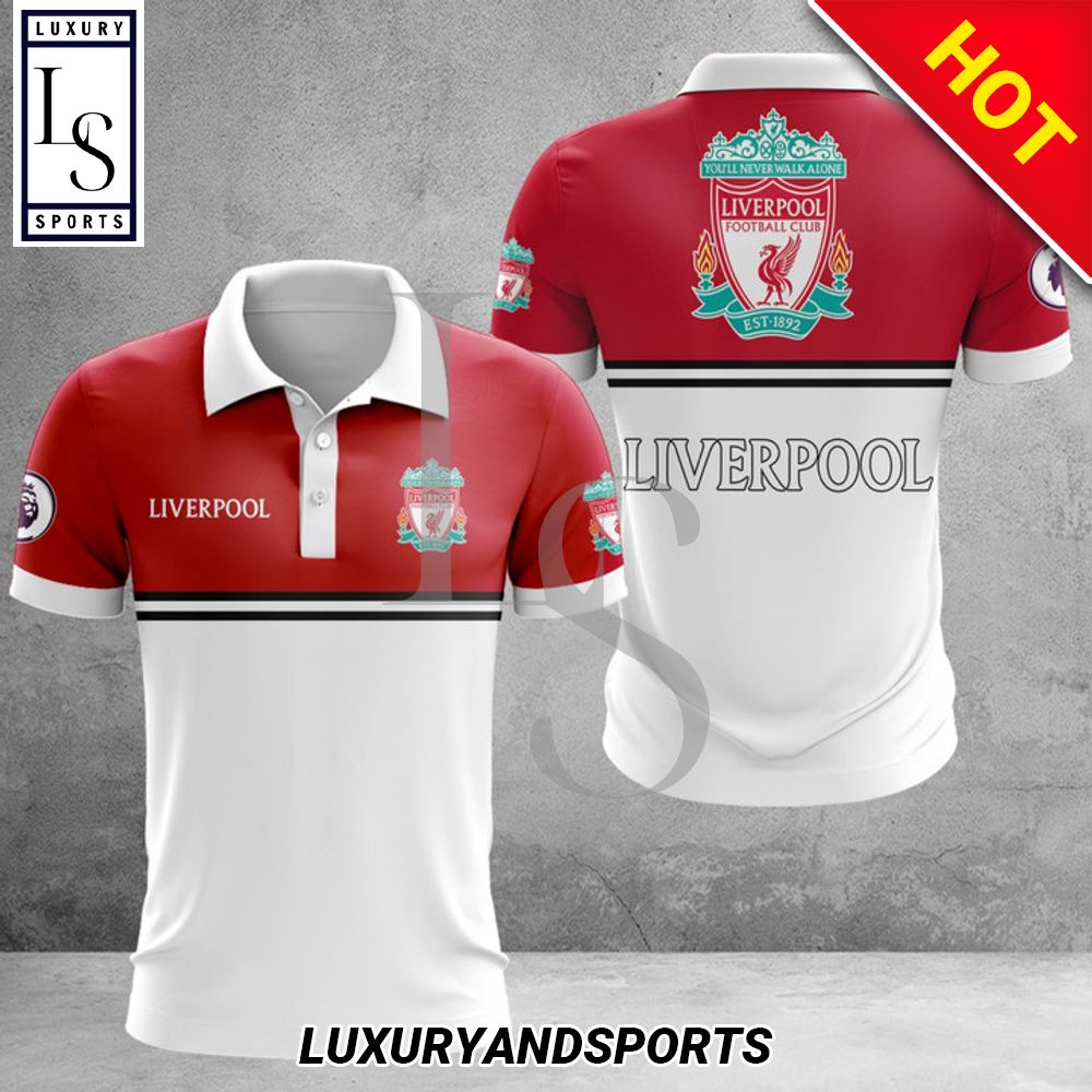 Liverpool Premier League Red White 3D Apparels Polo Shirt