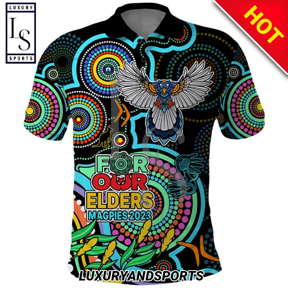 Magpies Football Aboriginal Art NAIDOC Indigenous Tribal Polo Shirt