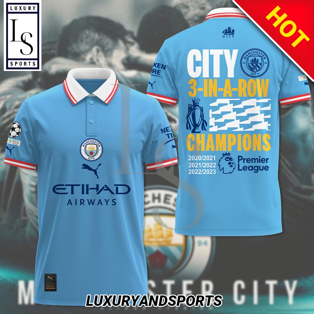 Manchester City Premier League 3D Polo Shirt