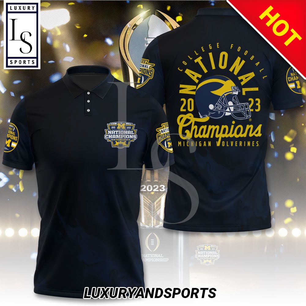 Michigan Wolverines Football 2023 National Champions Go Blue 3D Polo Shirt