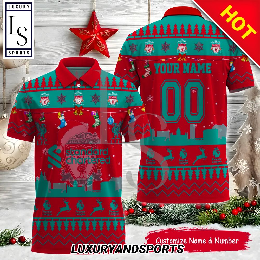 Personalized Liverpool LFC Christmas Polo Shirt