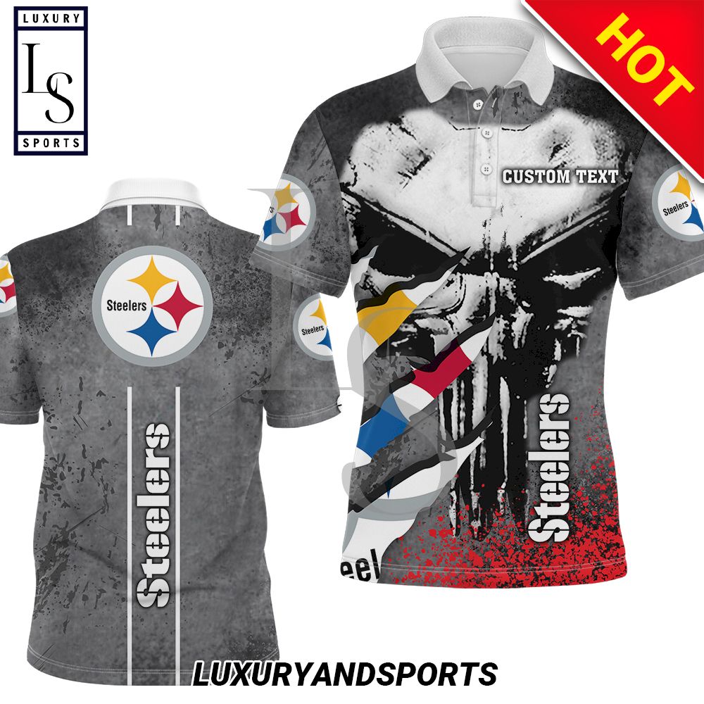 Pittsburgh Steelers The Punisher Custom Name Polo Shirt