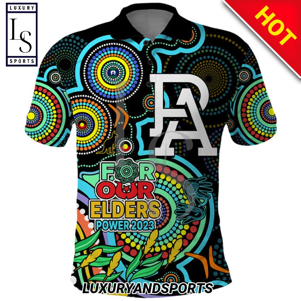 Port Adelaide Football Aboriginal Art Polo Shirt NAIDOC Indigenous Tribal