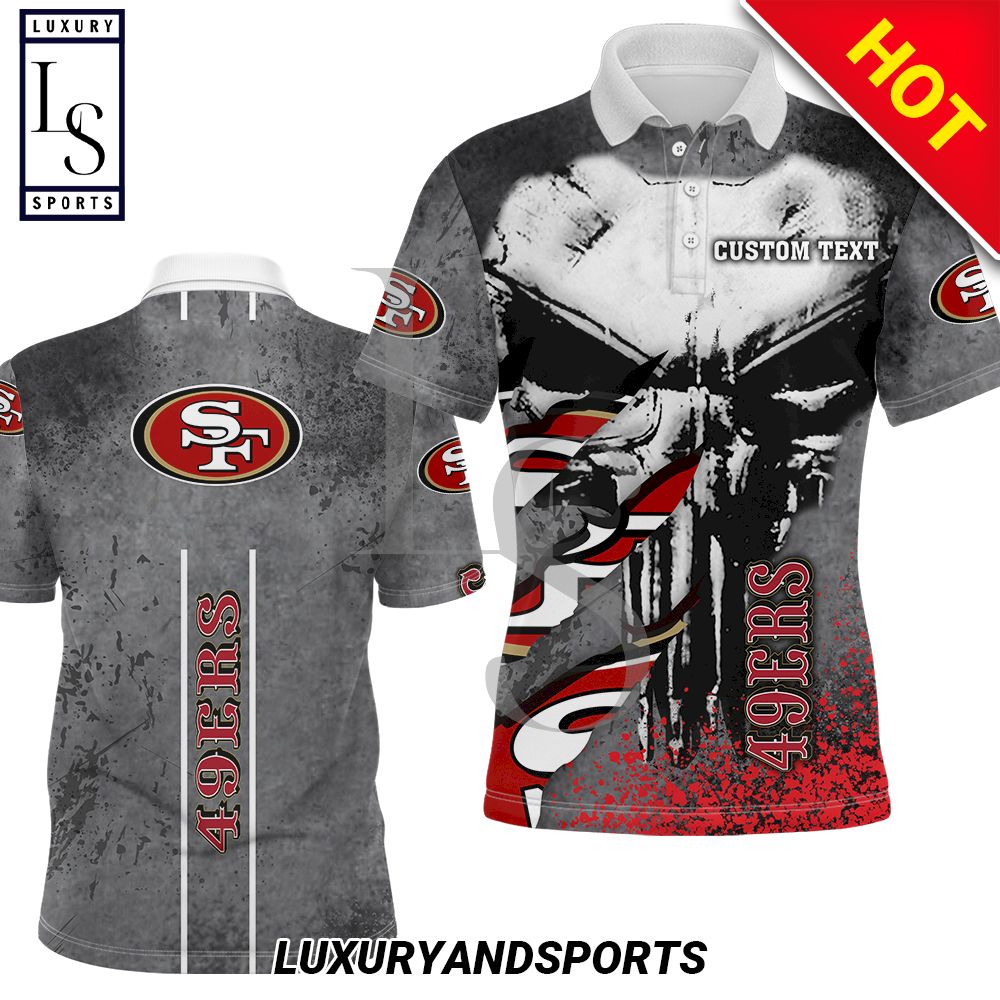 San Francisco 49ers The Punisher Custom Name Polo Shirt