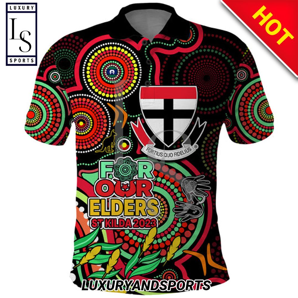 St Kilda Football Aboriginal Art NAIDOC Indigenous Tribal Polo Shirt