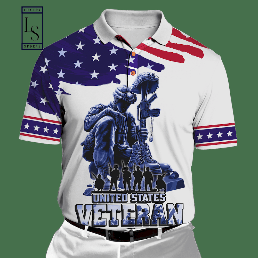 US Veteran Honor The Fallen Unisex White Polo Shirt