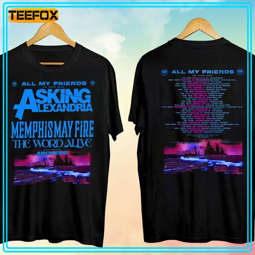 Asking Alexandria All My Friends Tour 2024 Concert T-Shirt