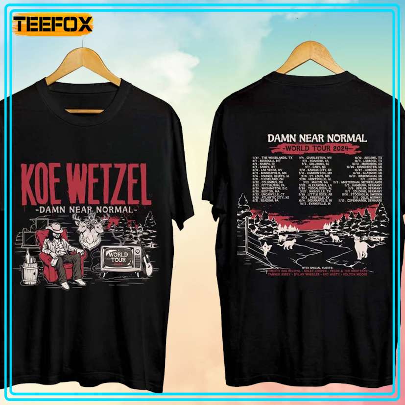 Koe Wetzel - Damn Near Normal World Tour 2024 Music T-Shirt