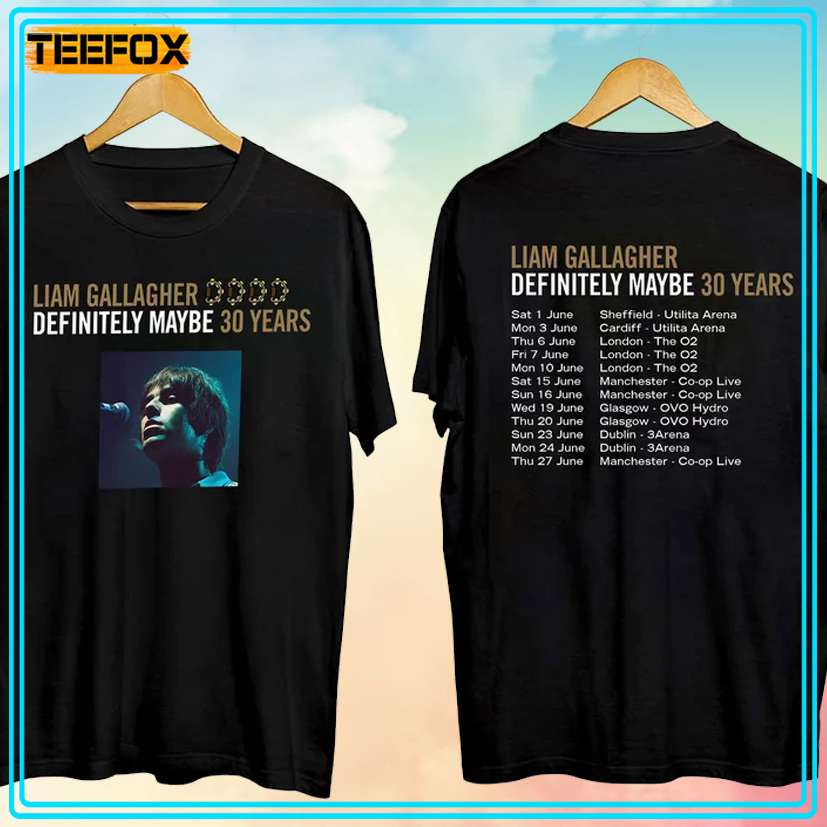 Liam Gallagher Definitely Maybe 30th Anniversary Tour 2024 Concert T-Shirt