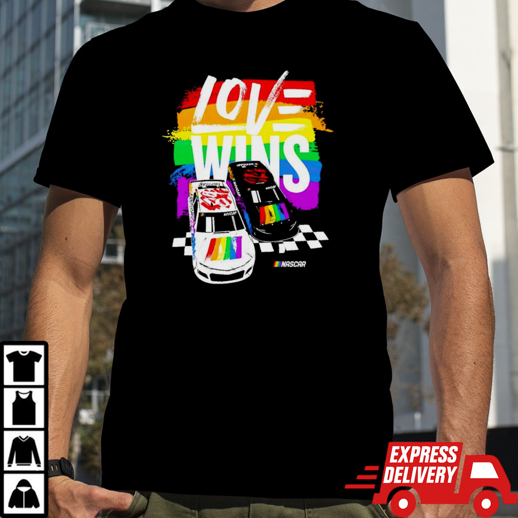 Nascar checkered flag sports love wins shirt