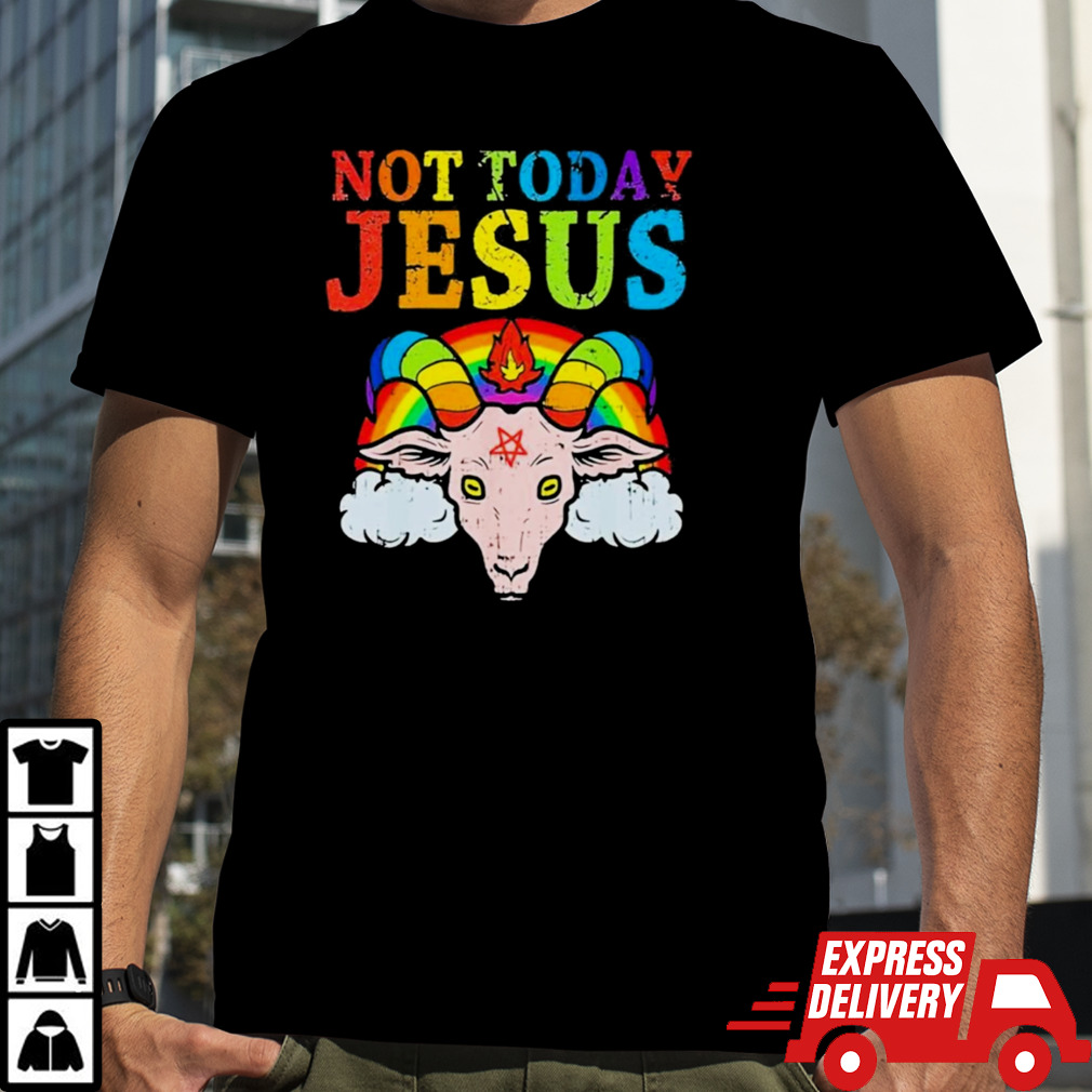 Not Today Jesus Satan Goat Satanic Pride Rainbow T Shirt