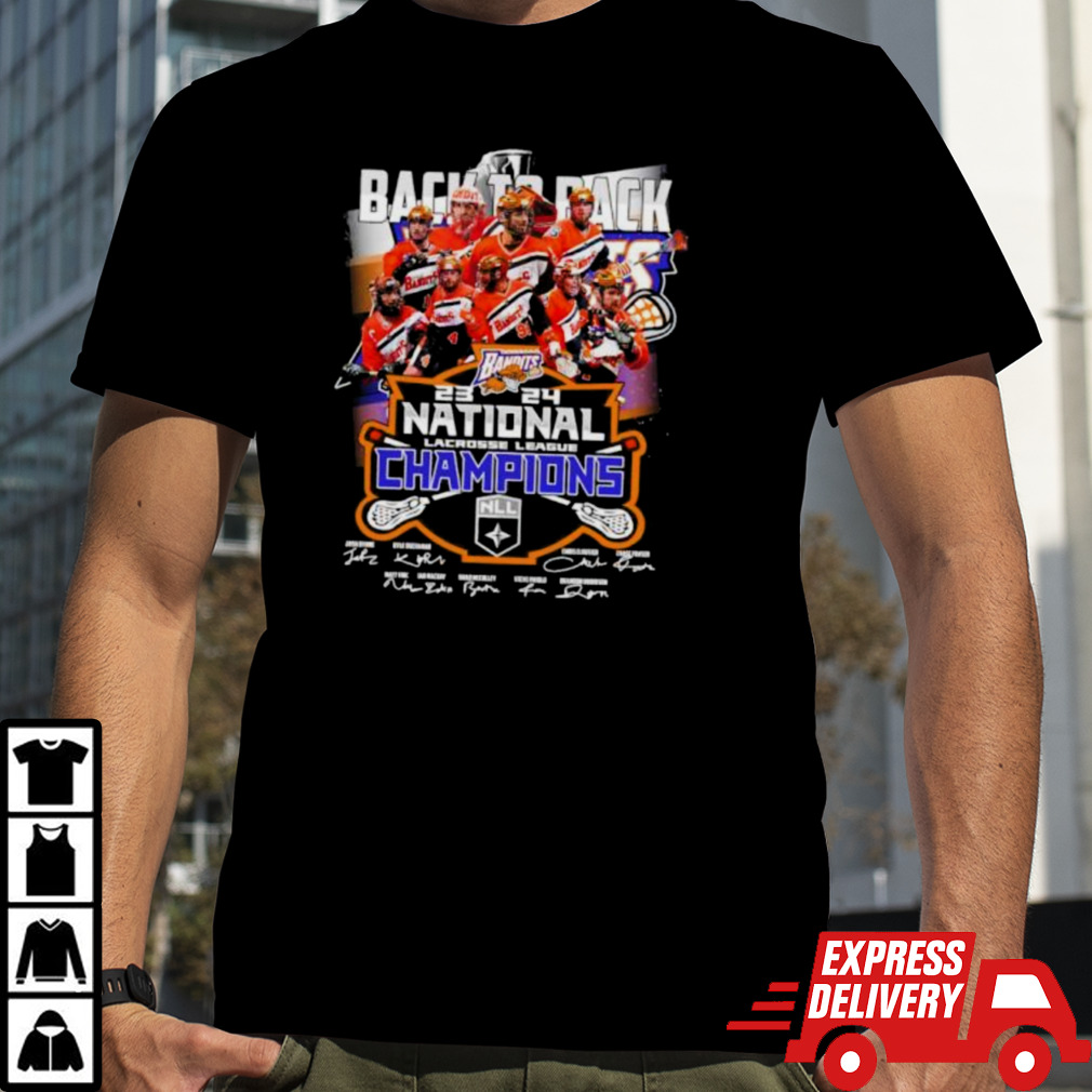 Official Back To Back 2023-2024 Buffalo Bandits National Lacrosse League Champions Signatures Shirt