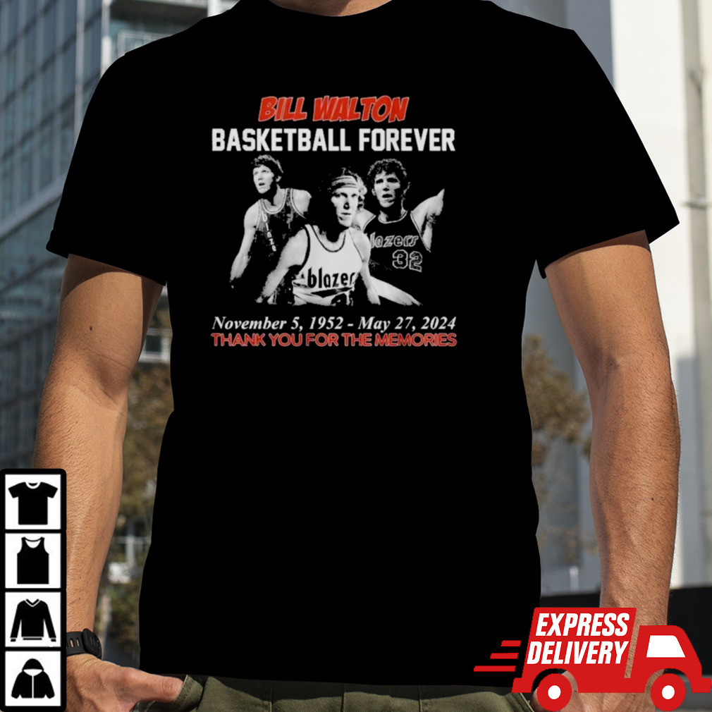 Official Bill Walton Basketball Forever 1952-2024 Thank You For The Memories Signatures Shirt