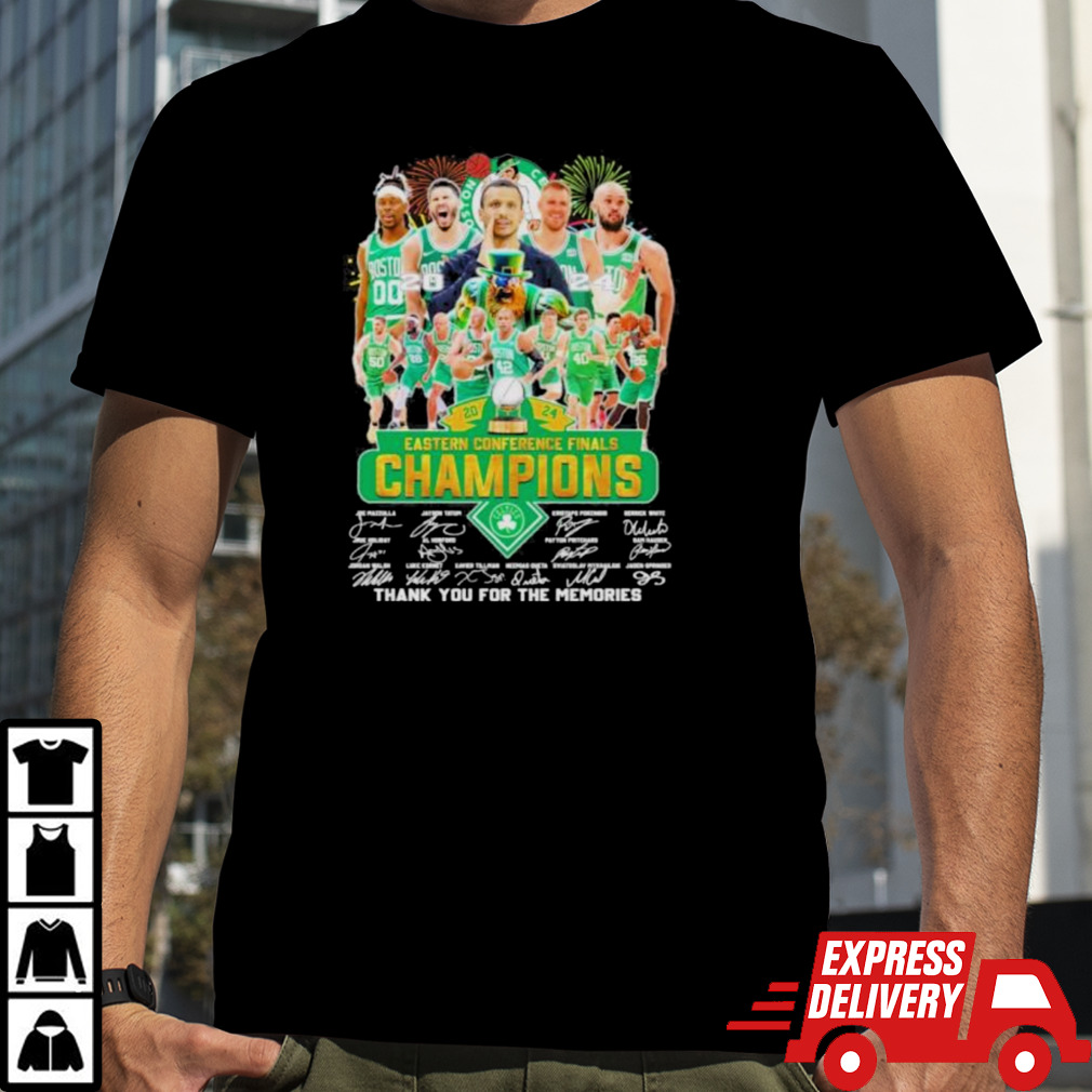 Official Boston Celtics 2024 Nba Eastern Conference Finals Champions Thank You For The Memories Signatures Shirt