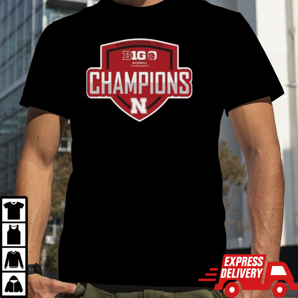 Official Nebraska Huskers 2024 Big 10 Baseball Conference Tournament Champions Locker Room T-Shirt