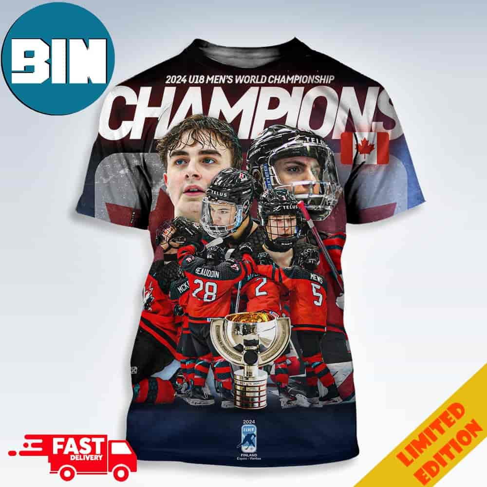 2024 U18 Men's World Championship Congrats Hockey Canada Are Champions 3D T-Shirt