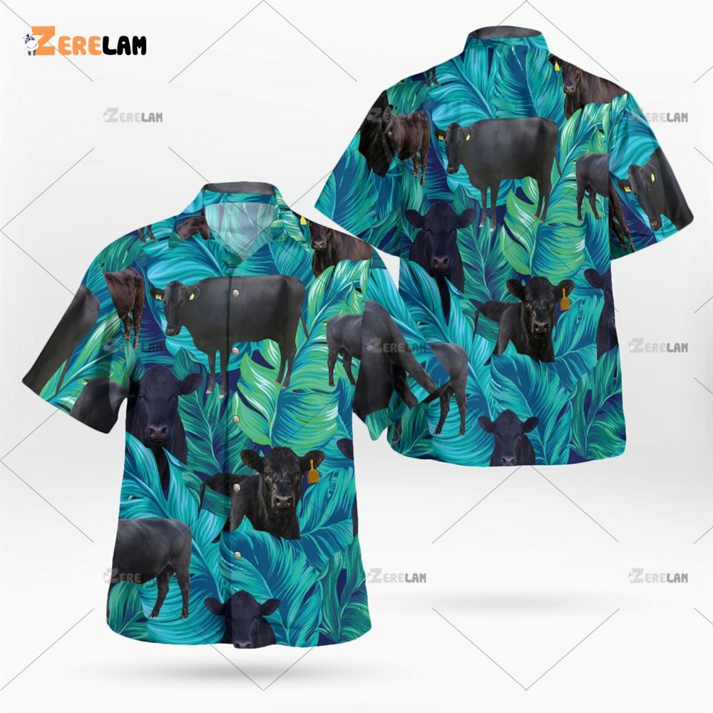 Black Angus Cow Hawaiian Shirt