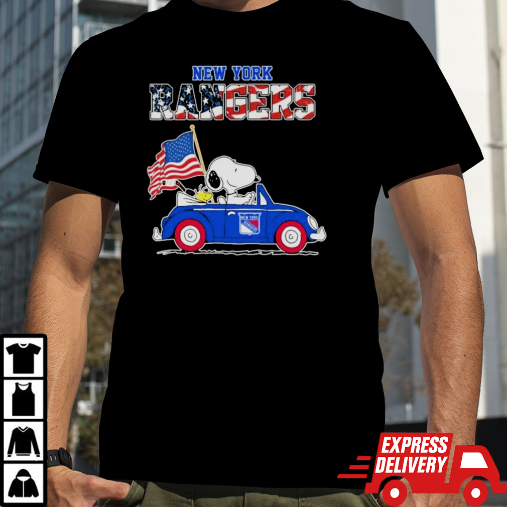 Official Peanuts Snoopy And Woodstock On Car New York Rangers Independence Day Shirt