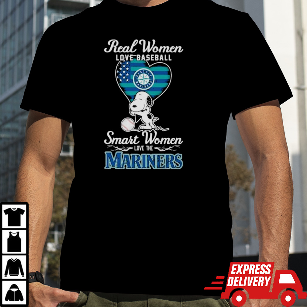 Official Snoopy Real Women Love Baseball Smart Women Love The Seattle Mariners Shirt