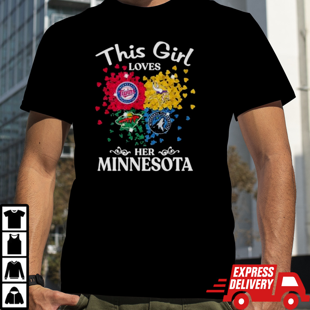 Official This Girl Loves Her Minnesota Sports Teams Logo Diamonds Shirt