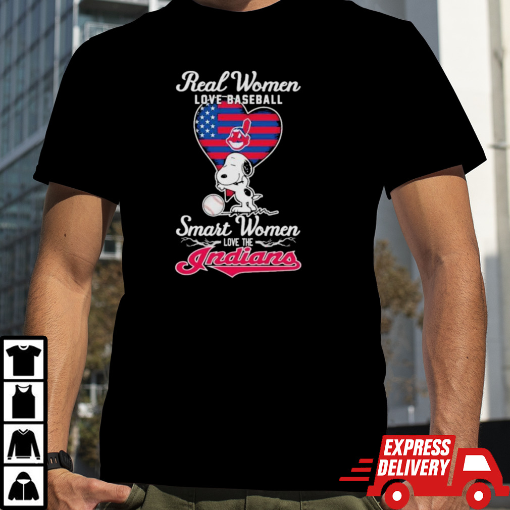 Peanuts Snoopy Real Women Love Baseball Smart Women Love The Cleveland Guardians Shirt