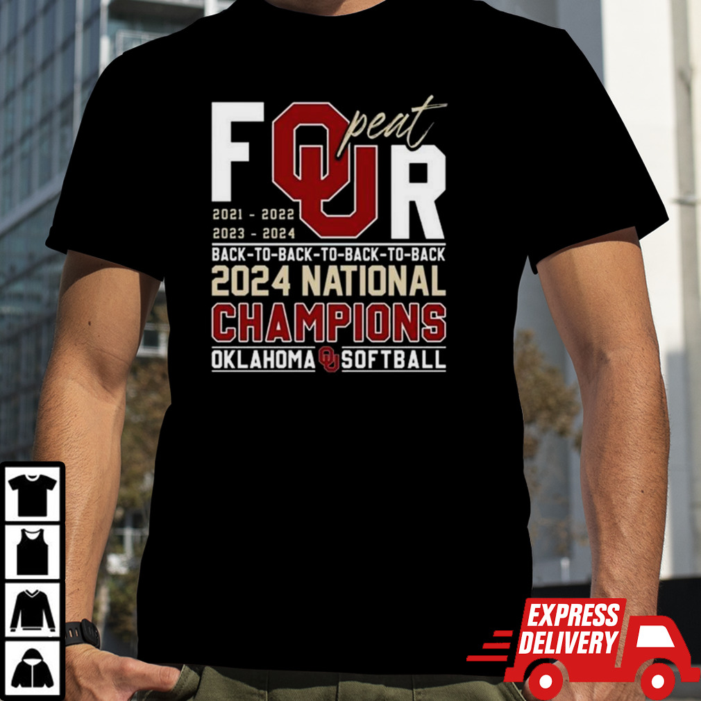 Peat Four Oklahoma Sooners Softball Back To back 2024 National Champions T-shirt