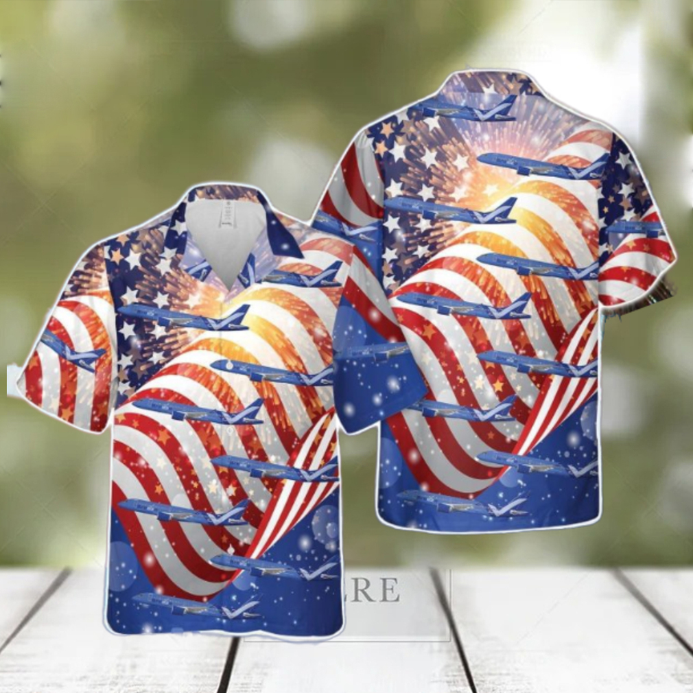 Breeze Airways A220 300, 4th Of July 3D Printed Aloha Hawaiian Shirt