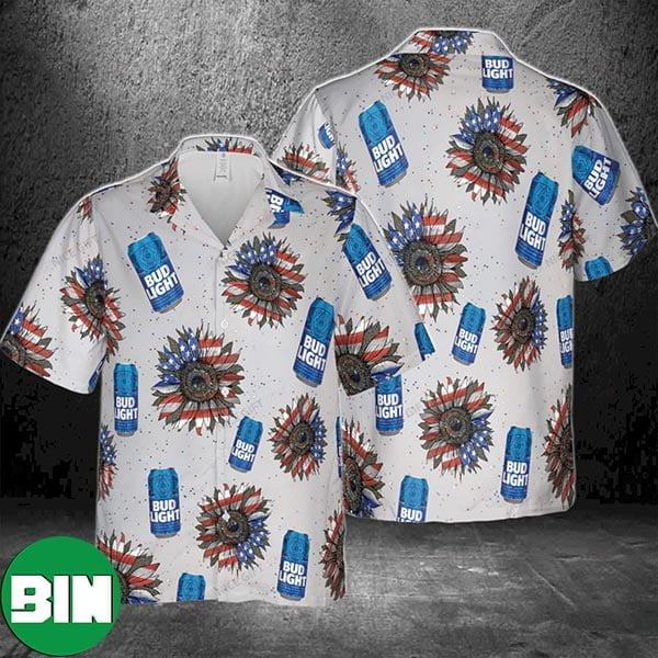 Bud Light Sunflowered 4th Of July Hawaiian Shirt