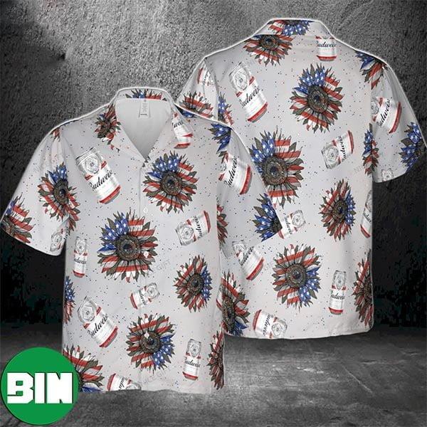 Budweiser Sunflowered 4th of July Aloha Shirt