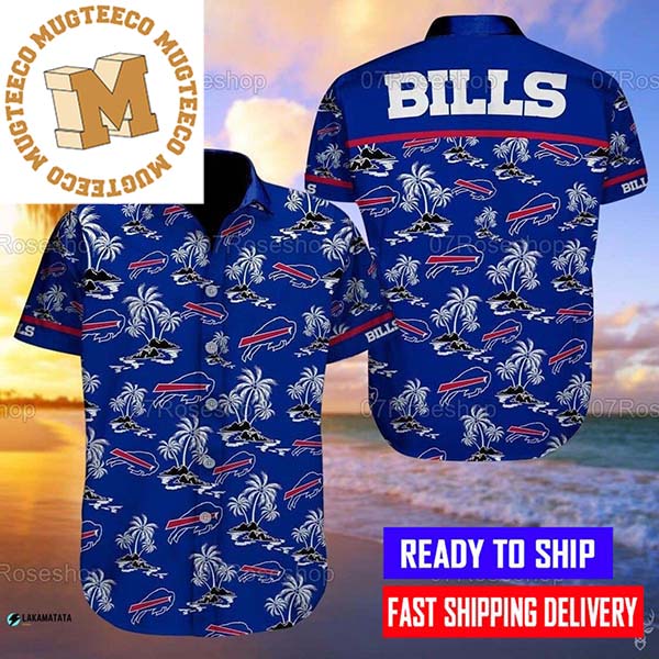 Buffalo Bills Nfl Football Logo And Palm Tree Parttern In Blue Hawaiian Shirt