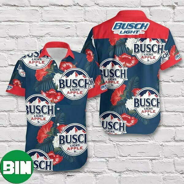 Busch Light Bear Red Apple Summer Hawaiian Shirt